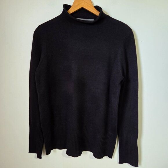 EUC FRENCH CONNECTION BLACK MOCK NECK SOFT SWEATER LONGSLEEVES TOP SIZE L - Picture 1 of 14